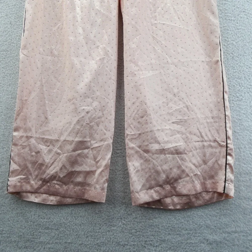 Victorias Secret‎ Large Short Pajama Pants Purest Pink Satin Dew Drop Wide Leg